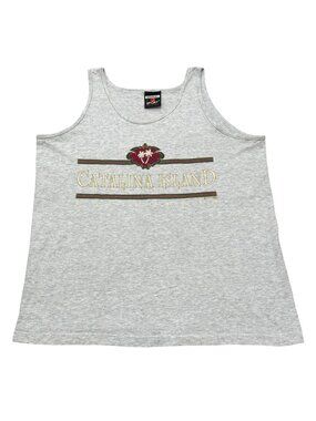 Vintage 1990s Catalina Island California Tank Top Gray USA Made Single Stitch